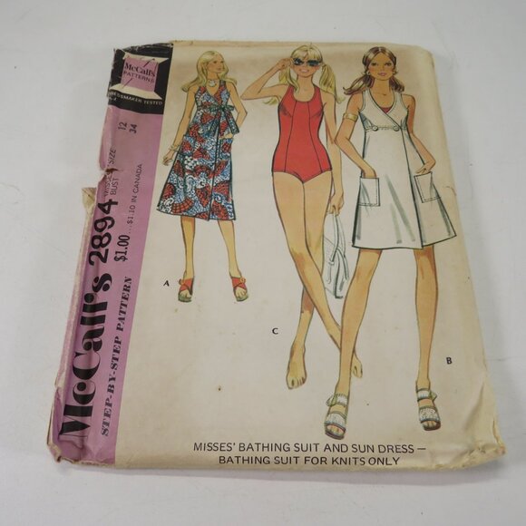 McCalls 2894 Sewing Pattern Swim Suit, Cover Up, Wrap Dress, Sundress w tie - Picture 2 of 10